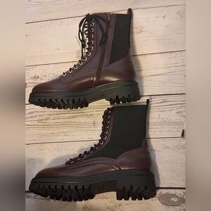 NOBO Burgundy and Black Women's Knit Combat Boots Size 10